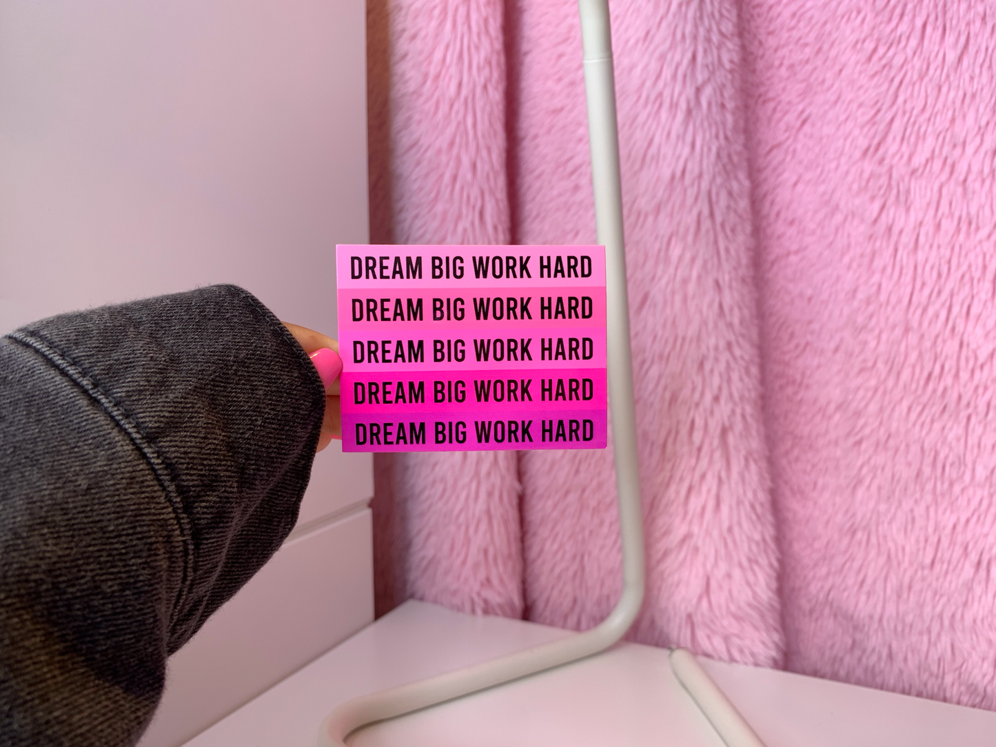 Pink Dream Big Work Hard Sticker Diecut Sticker